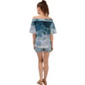 Blue ocean waves Off Shoulder Short Sleeve Top View2