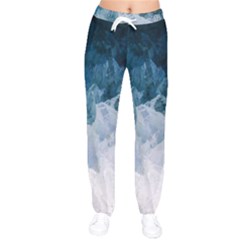 Blue Ocean Waves Women Velvet Drawstring Pants by goljakoff