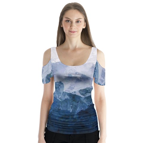 Blue Mountain Butterfly Sleeve Cutout Tee  by goljakoff