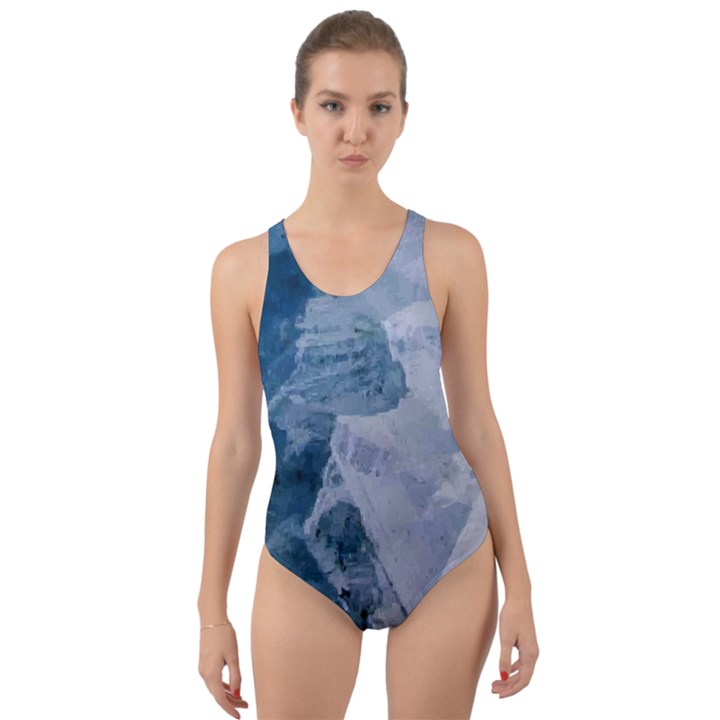 Blue waves Cut-Out Back One Piece Swimsuit