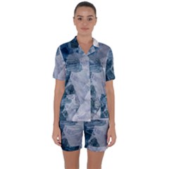 Blue Waves Satin Short Sleeve Pajamas Set by goljakoff