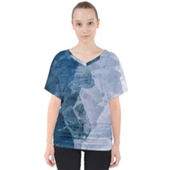 Blue Waves V-neck Dolman Drape Top by goljakoff