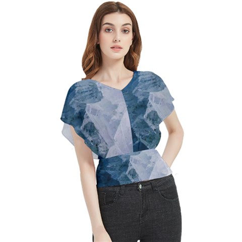 Blue Waves Butterfly Chiffon Blouse by goljakoff