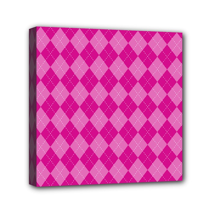 Pink Diamond Pattern Mini Canvas 6  x 6  (Stretched)