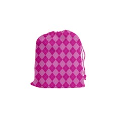 Pink Diamond Pattern Drawstring Pouch (small) by ArtsyWishy