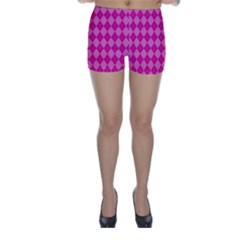 Pink Diamond Pattern Skinny Shorts by ArtsyWishy