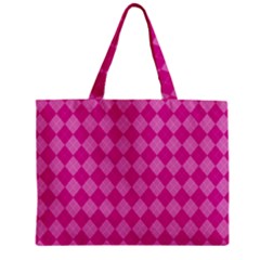 Pink Diamond Pattern Zipper Mini Tote Bag by ArtsyWishy