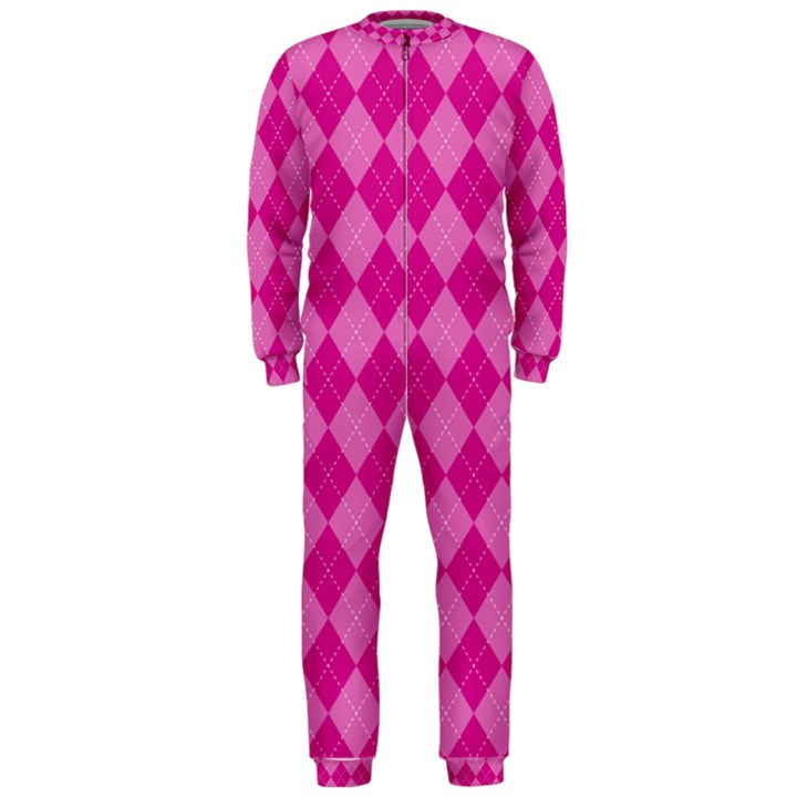 Pink Diamond Pattern OnePiece Jumpsuit (Men) 