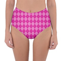 Pink Diamond Pattern Reversible High-waist Bikini Bottoms by ArtsyWishy