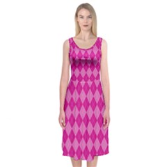 Pink Diamond Pattern Midi Sleeveless Dress by ArtsyWishy