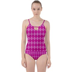 Pink Diamond Pattern Cut Out Top Tankini Set by ArtsyWishy