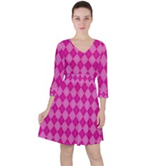 Pink Diamond Pattern Ruffle Dress by ArtsyWishy