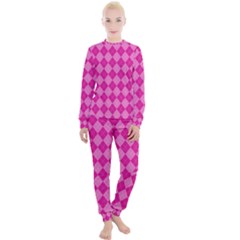 Pink Diamond Pattern Women s Lounge Set by ArtsyWishy