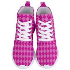 Pink Diamond Pattern Women s Lightweight High Top Sneakers by ArtsyWishy