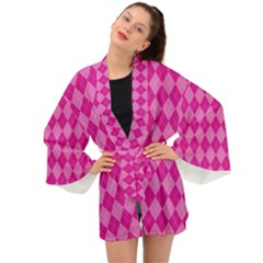 Pink Diamond Pattern Long Sleeve Kimono by ArtsyWishy