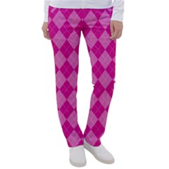 Pink Diamond Pattern Women s Casual Pants by ArtsyWishy