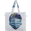 Earth With Face Mask Pandemic Concept Canvas Travel Bag View1