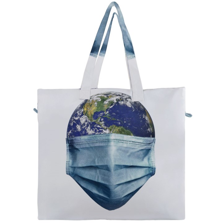 Earth With Face Mask Pandemic Concept Canvas Travel Bag