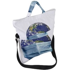 Earth With Face Mask Pandemic Concept Fold Over Handle Tote Bag by dflcprintsclothing