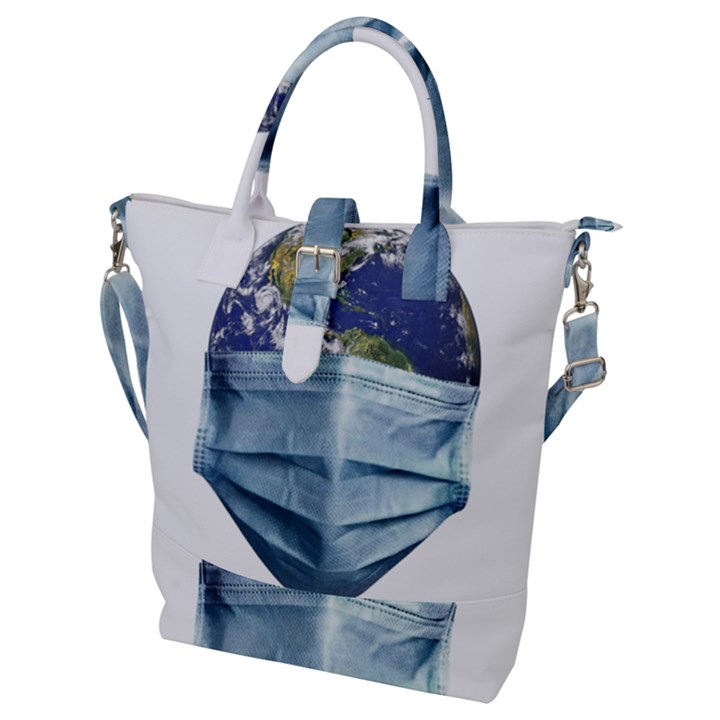 Earth With Face Mask Pandemic Concept Buckle Top Tote Bag