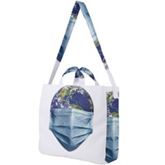 Earth With Face Mask Pandemic Concept Square Shoulder Tote Bag by dflcprintsclothing