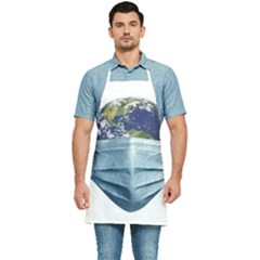 Earth With Face Mask Pandemic Concept Kitchen Apron by dflcprintsclothing