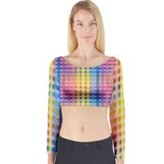 Digital Paper Stripes Rainbow Colors Long Sleeve Crop Top