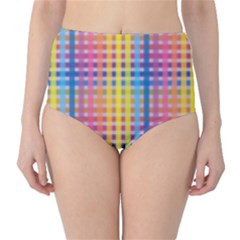 Digital Paper Stripes Rainbow Colors Classic High-waist Bikini Bottoms