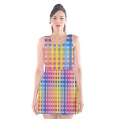 Digital Paper Stripes Rainbow Colors Scoop Neck Skater Dress