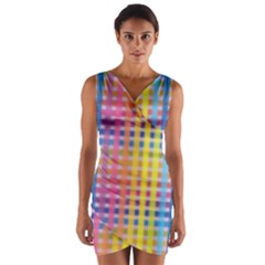 Digital Paper Stripes Rainbow Colors Wrap Front Bodycon Dress