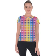 Digital Paper Stripes Rainbow Colors Short Sleeve Sports Top  by HermanTelo