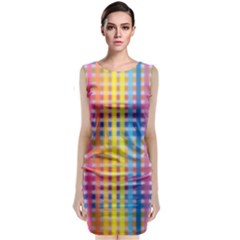 Digital Paper Stripes Rainbow Colors Sleeveless Velvet Midi Dress