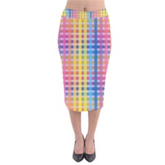 Digital Paper Stripes Rainbow Colors Velvet Midi Pencil Skirt