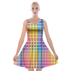 Digital Paper Stripes Rainbow Colors Velvet Skater Dress