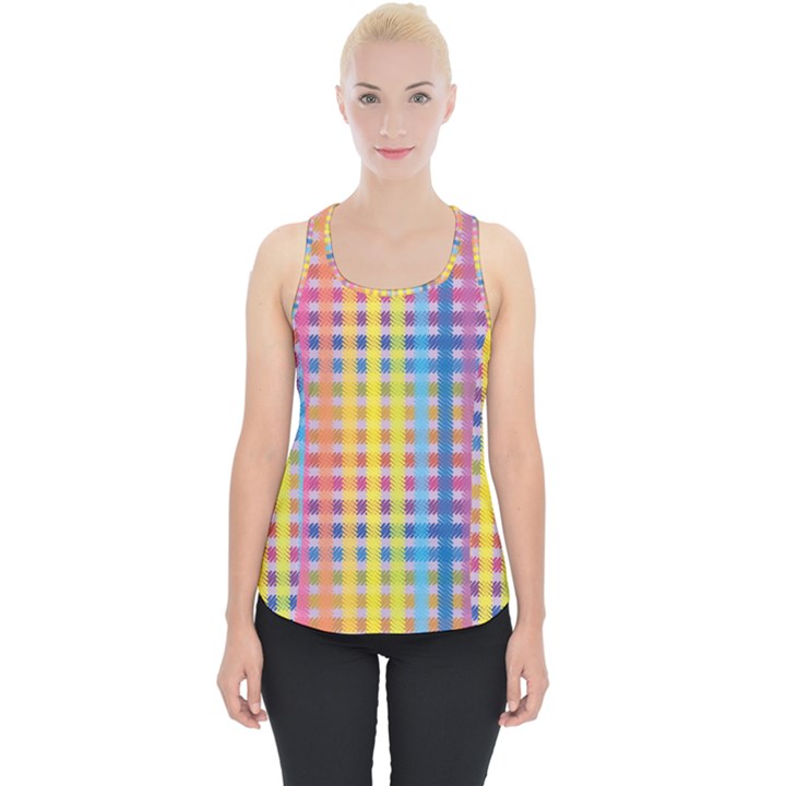 Digital Paper Stripes Rainbow Colors Piece Up Tank Top