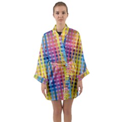 Digital Paper Stripes Rainbow Colors Long Sleeve Satin Kimono