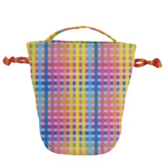 Digital Paper Stripes Rainbow Colors Drawstring Bucket Bag