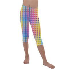 Digital Paper Stripes Rainbow Colors Kids  Lightweight Velour Capri Leggings 