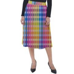 Digital Paper Stripes Rainbow Colors Classic Velour Midi Skirt 