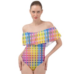 Digital Paper Stripes Rainbow Colors Off Shoulder Velour Bodysuit 