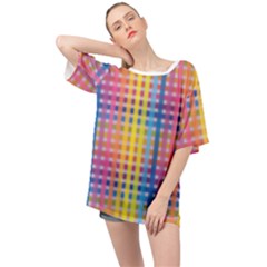 Digital Paper Stripes Rainbow Colors Oversized Chiffon Top by HermanTelo