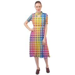 Digital Paper Stripes Rainbow Colors Keyhole Neckline Chiffon Dress by HermanTelo