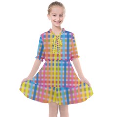 Digital Paper Stripes Rainbow Colors Kids  All Frills Chiffon Dress