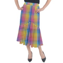 Digital Paper Stripes Rainbow Colors Midi Mermaid Skirt by HermanTelo