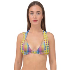 Digital Paper Stripes Rainbow Colors Double Strap Halter Bikini Top by HermanTelo