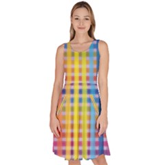 Digital Paper Stripes Rainbow Colors Knee Length Skater Dress With Pockets by HermanTelo