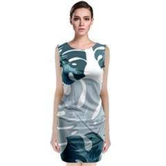 Monstera Leaves Background Classic Sleeveless Midi Dress