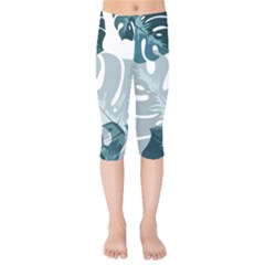 Monstera Leaves Background Kids  Capri Leggings 