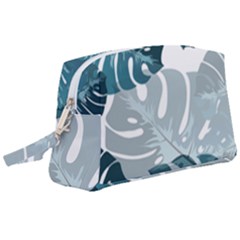 Monstera Leaves Background Wristlet Pouch Bag (Large)