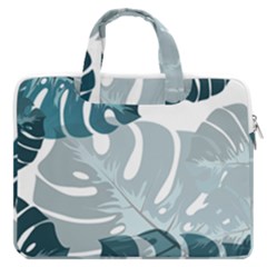 Monstera Leaves Background Double Pocket Laptop Bag